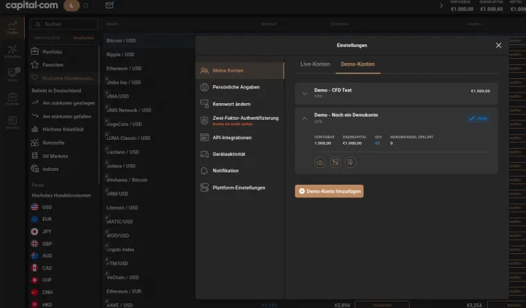 Demokonto Capital.com