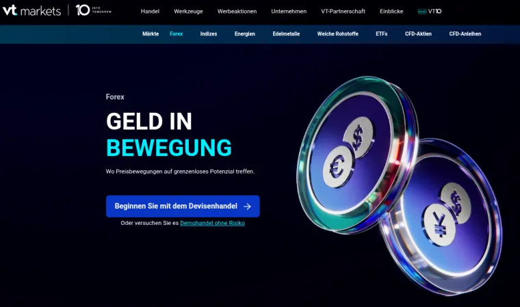 Forex Handel auf der Seite von VT Markets