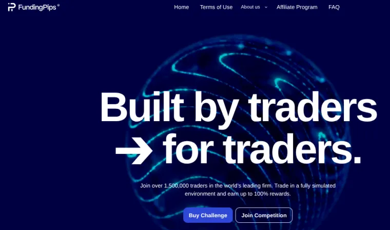 Webseite von Funding Pips