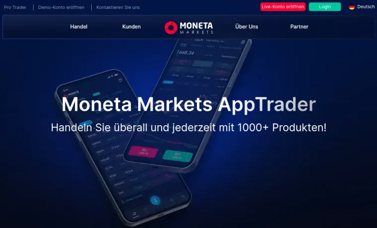Forex Trading über Moneta Markets AppTrader
