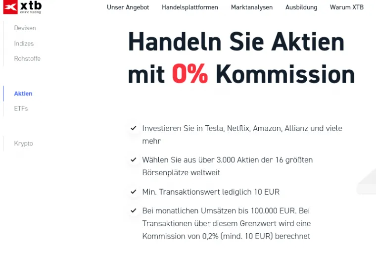 Gebühren beim Broker XTB