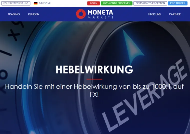 Moneta Markets mit hohem Hebel