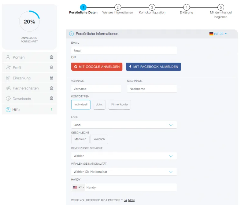FP Markets Kontoeröffnung