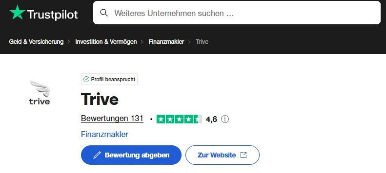 Trive Trustpilot Bewertungen anderer Trader