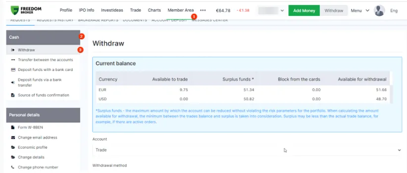Freedom24 Auszahlung