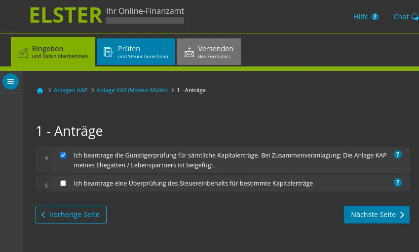 Günstigerprüfung Elster