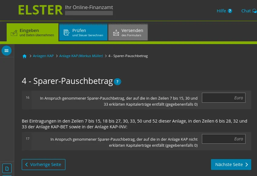 Sparer Pauschbetrag Elster