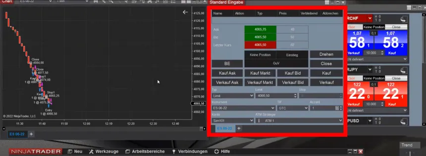 Ordertypen im NinjaTrader
