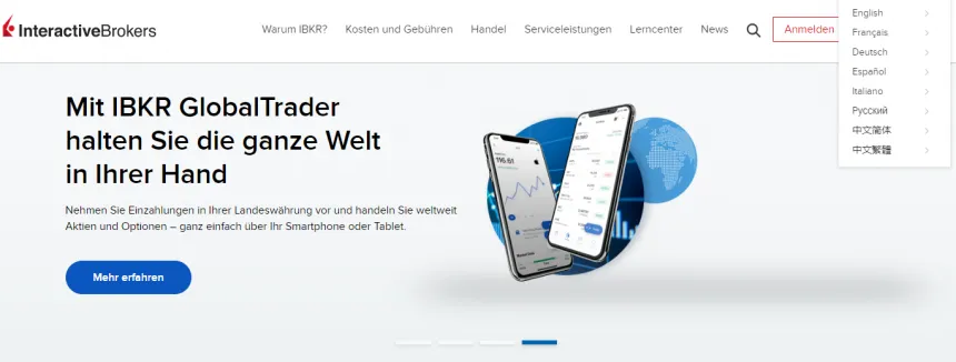 Interactive Brokers Website Screenshot