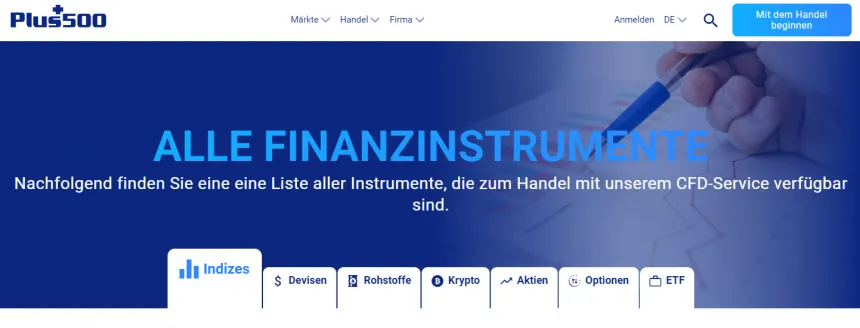 Plus500 Handelsinstrumente