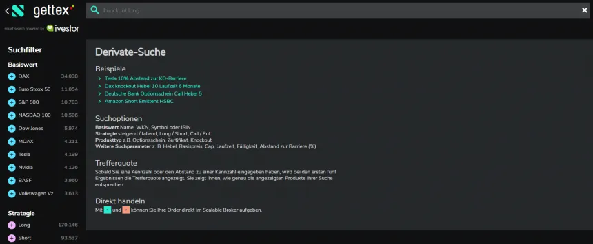 Scalable Capital Derivate handeln