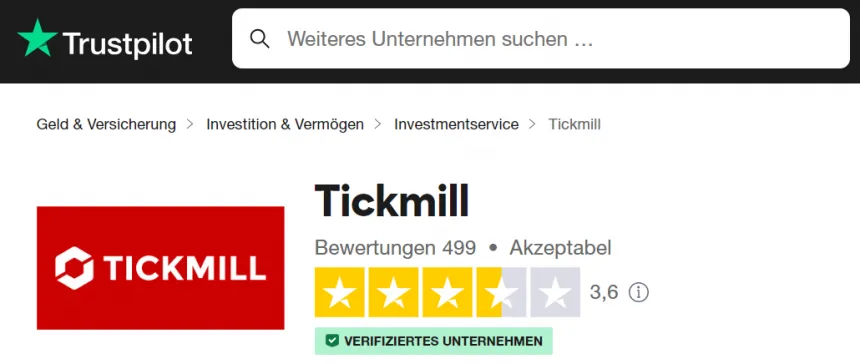 Tickmill Bewertungen Trustpilot