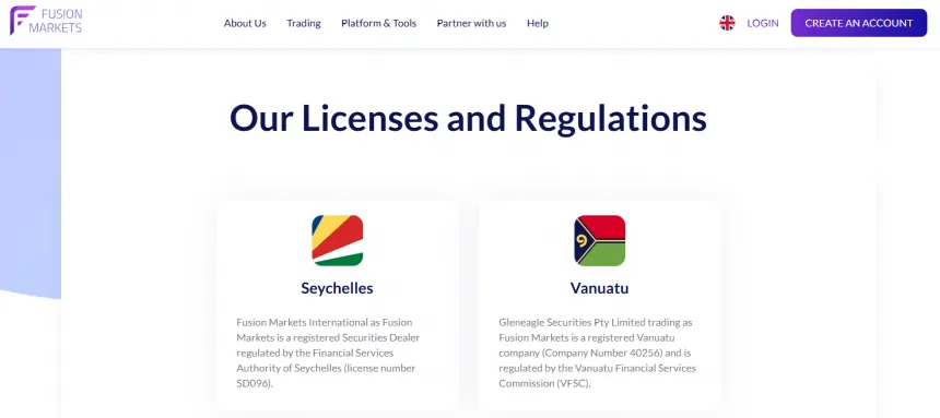 Logos der Fusion Markets Regulierungen