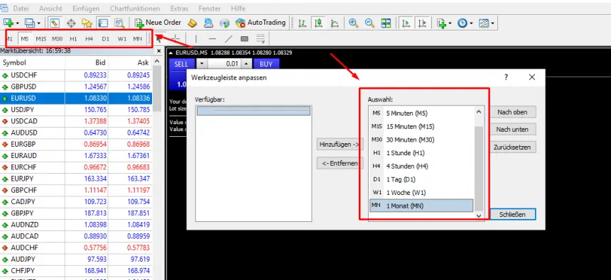 MetaTrader 4 Zeiteinheiten