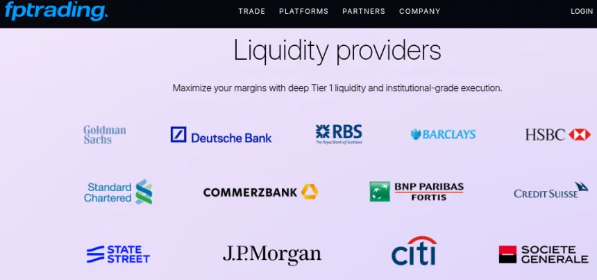 Übersicht zu Liquiditätsanbietern bei FP Trading, einem Offshore-Broker für CFDs