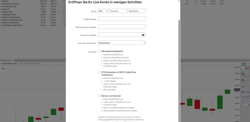 IG Live-Konto eröffnen Übersicht