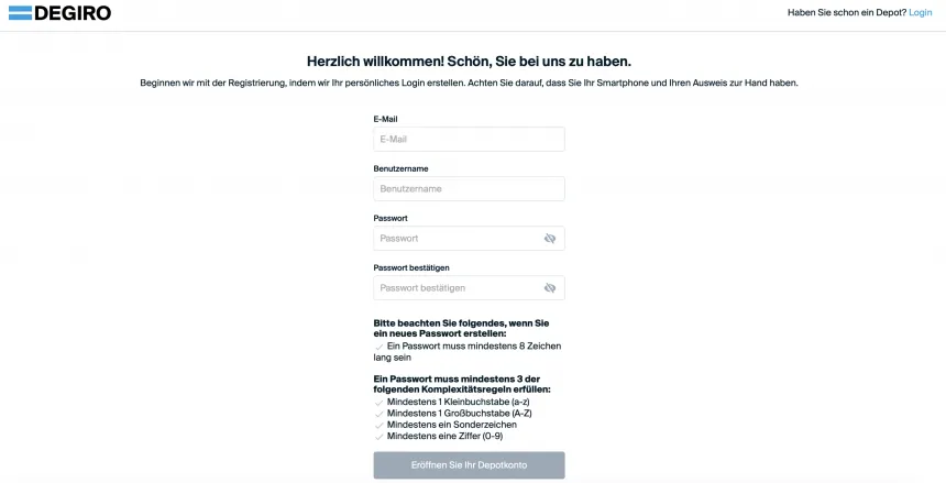 Degiro Registrierung