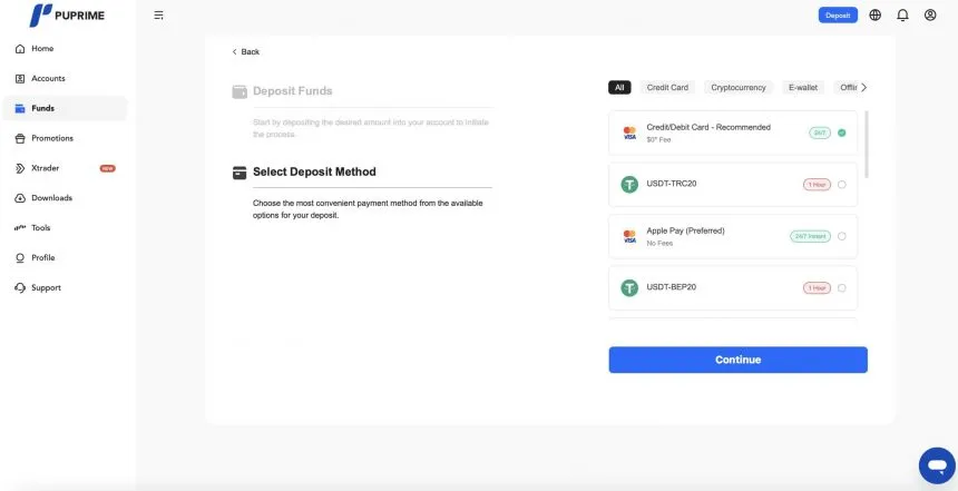 Zahlungsmethoden bei PU Prime