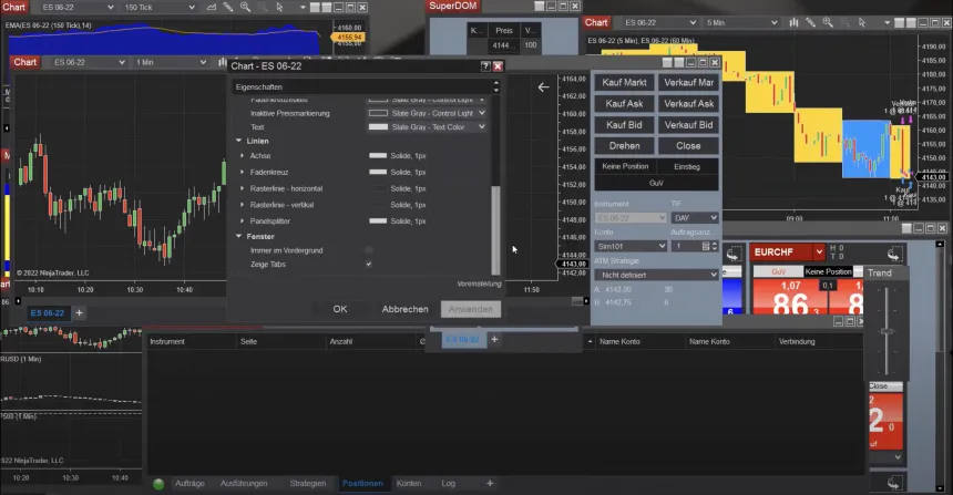 NinjaTrader Chart Einstellungen