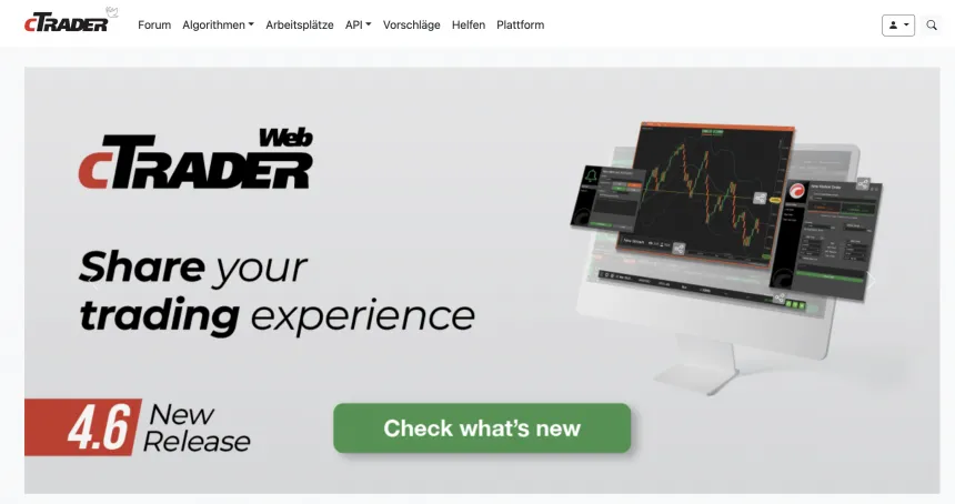 cTrader offizielle Webseite