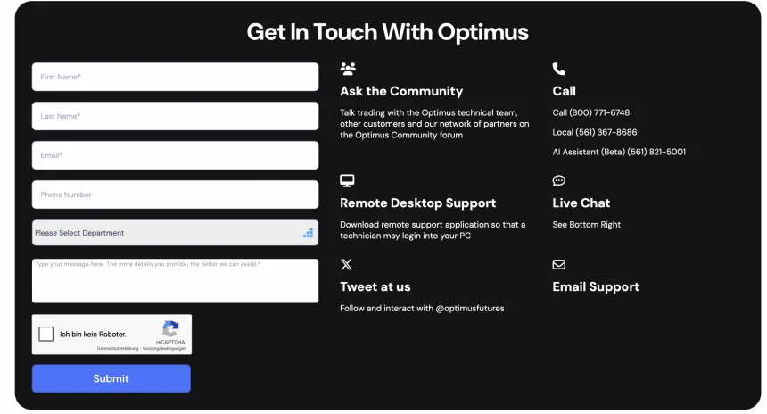 Optimus Futures Support