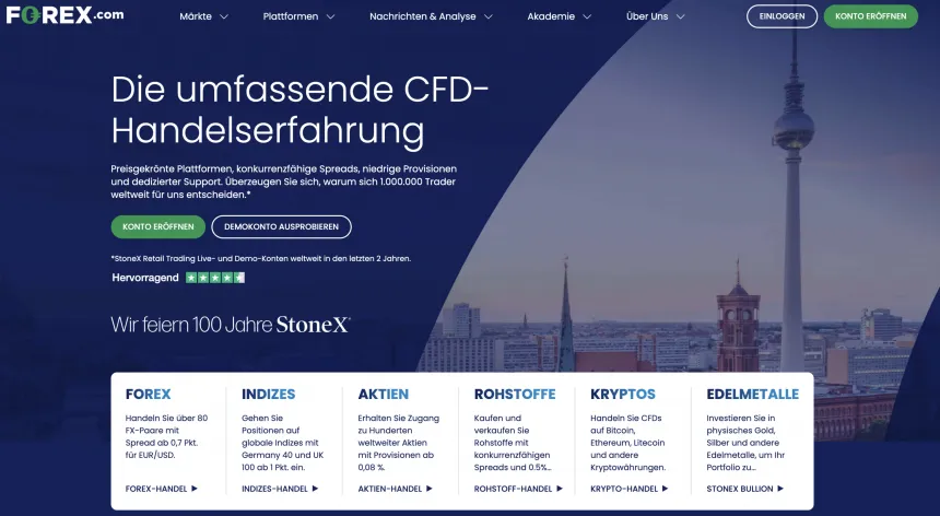 Die offizielle Webseite von Forex.com