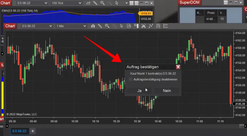 Order platzieren im NinjaTrader