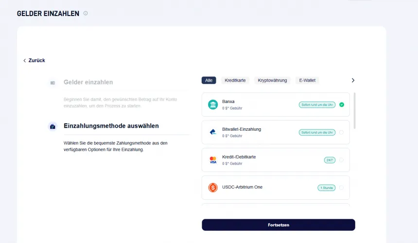 StarTrader Geld einzahlen mit verschiedenen Methoden