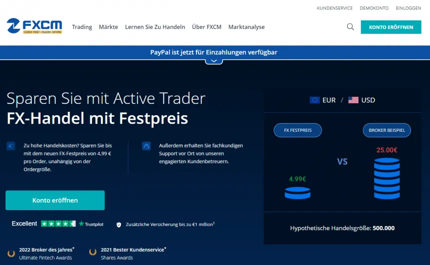 FXCM Website Screenshot