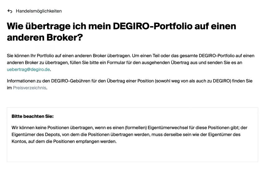 Degiro Uebertrag