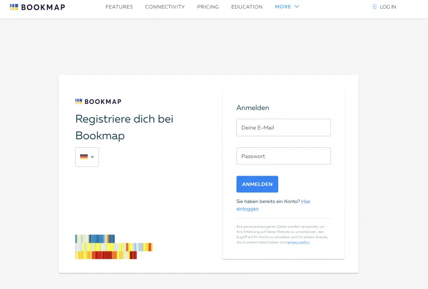 Registrieren bei Bookmap