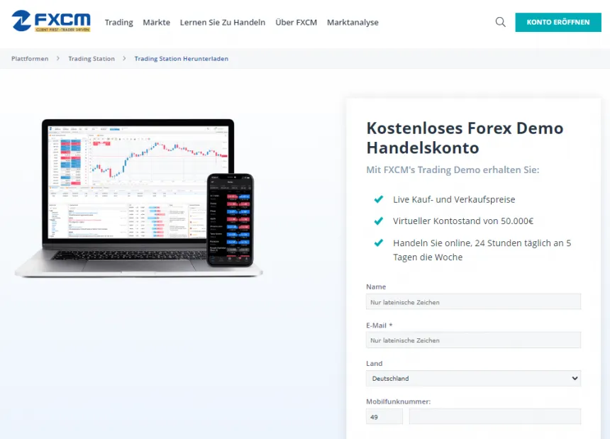 FXCM Demokonto eröffnen