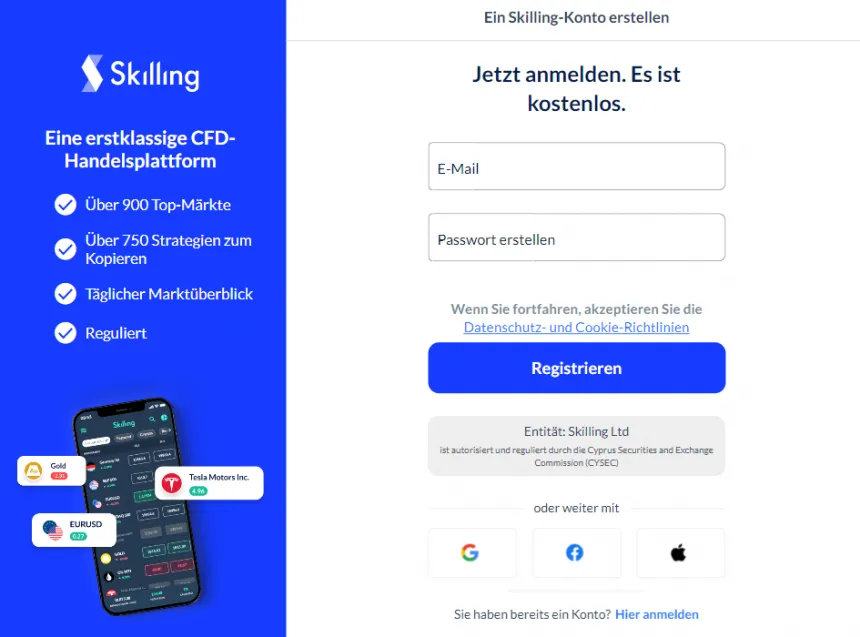 Skilling Kontoeröffnung