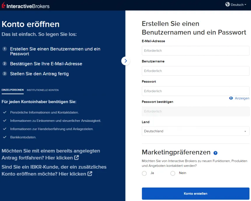 Interactive Brokers Anmeldung