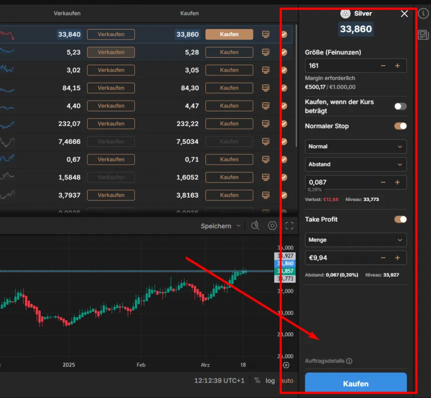 Trading Handelsmaske bei Capital.com