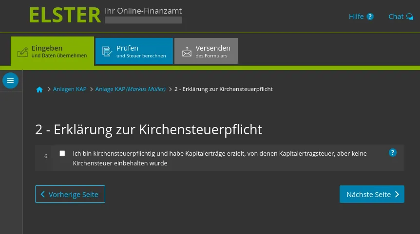 Kirchensteuer Elster
