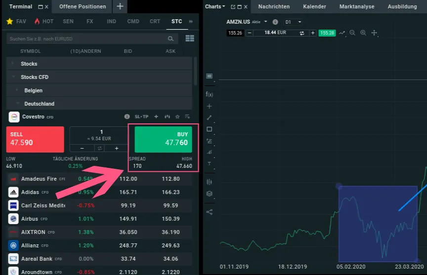Aktien mit einem Klick bei XTB einkaufen