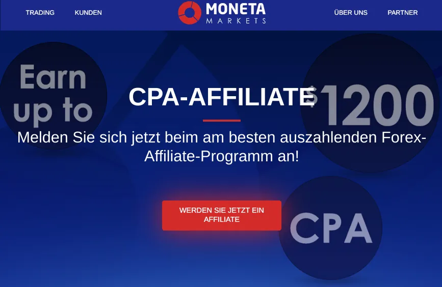 Hauptseite von Moneta Markets als Affiliate Anbieter