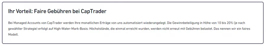 CapTrader Kosten bei einem Managed Account