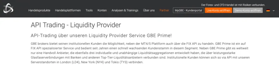 GBE Brokers API Trading Anbieter
