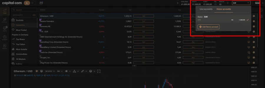 Aktiendemokonto bei Capital.com
