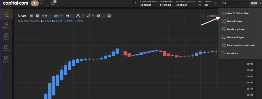 Silber Trading Demo Capital.com