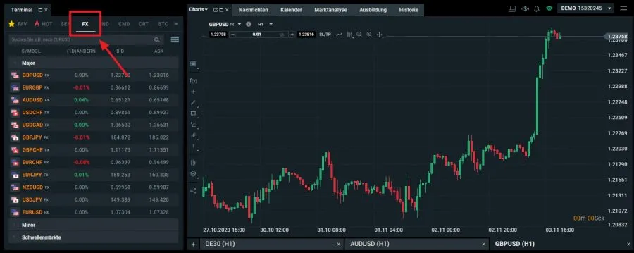 Forex Trading in einer Plattform