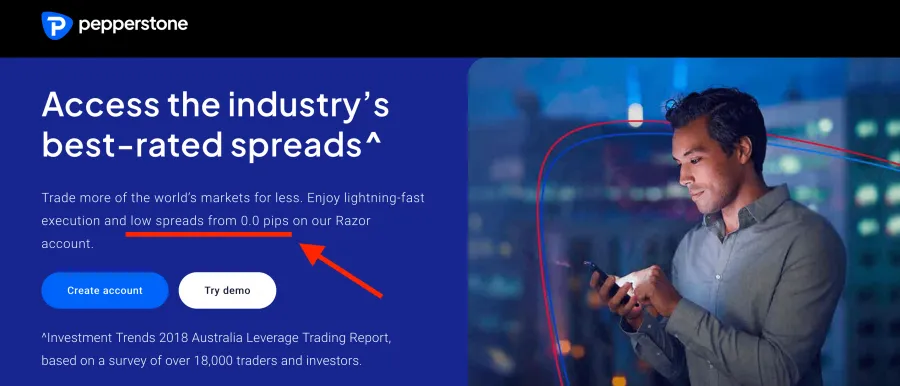 Pepperstone Webseite Spreads