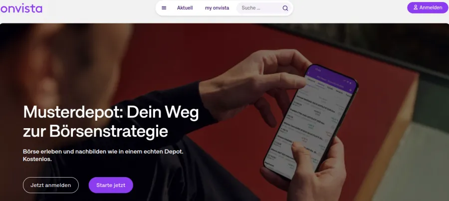 Musterdepot für registrierte Mitglieder bei onvista
