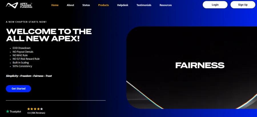 Apex Trader Funding Hauptseite