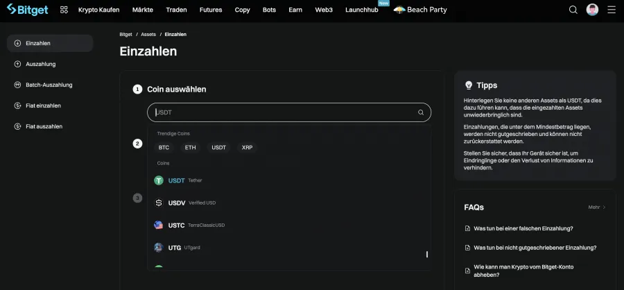 Geld einzahlen beim Daytrading Krypto Broker