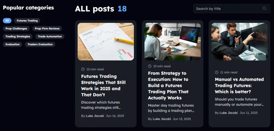 Screenshot vom MyFundedFutures Blog