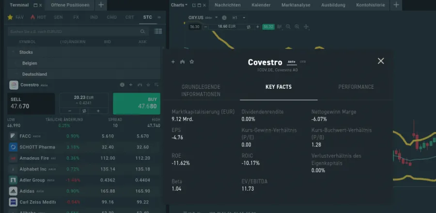Fundamentale Angaben bei XTB