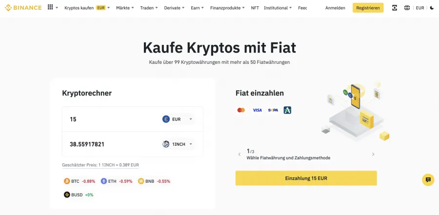 Kryptos kaufen auf Binance